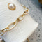 Alligator PU Women Drawstring Acrylic Chain Crossbody Shoulder Bag (White)