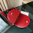 Fashion Women Crossbody Shoulder Bag Crocodile Leather Retro Handbag (Red) A
