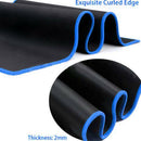 Black Anti-Slip Laptop Computer Gaming Mouse Pad Keyboard Mat with Blue-dege