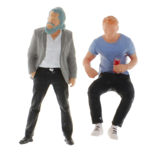 2Pcs 1/64 Mini Street Scenes People Street Park Garden Layout Diorama Decor