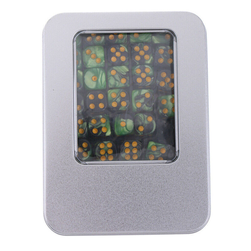 Pack of 60 Double Colored D6 Dices Acrylic with Iron Box for Party Casino Board