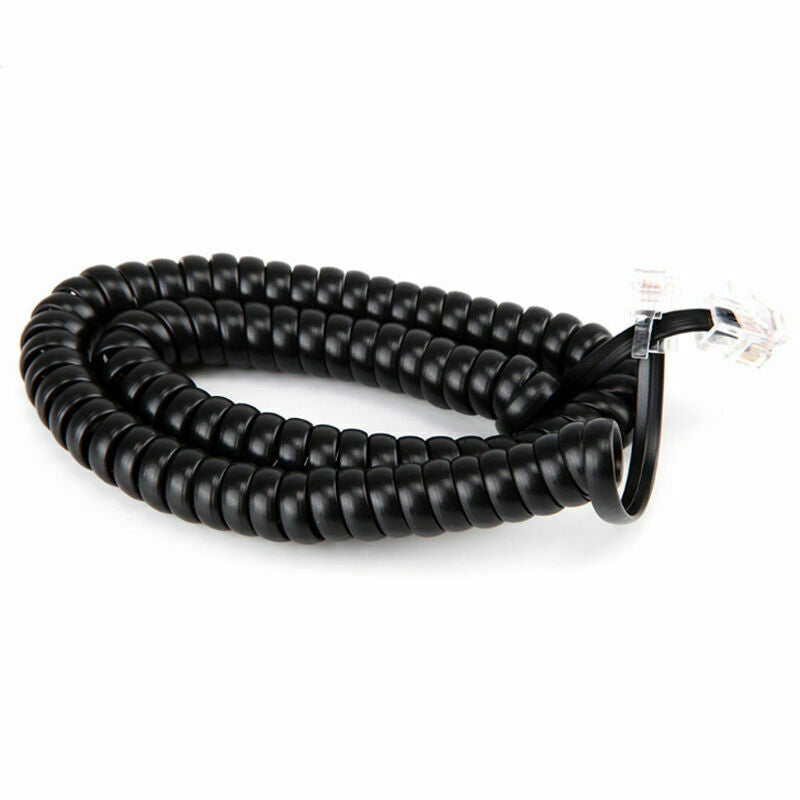 10ft Telephone Handset Phone Extension Cord Coil Line Cable Wire Black AU H0J9