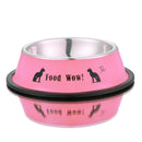 Stainless Steel Anti-skid Dog Cat Food Water Bowl Pet Feeding Tool Pink