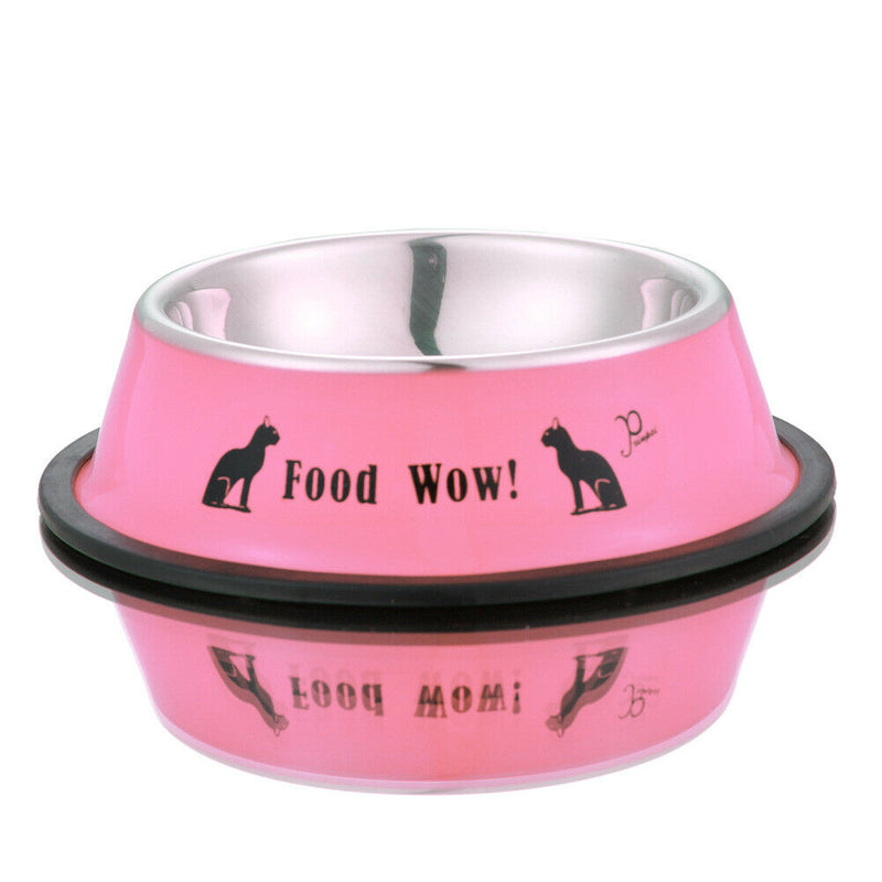 Stainless Steel Anti-skid Dog Cat Food Water Bowl Pet Feeding Tool Pink