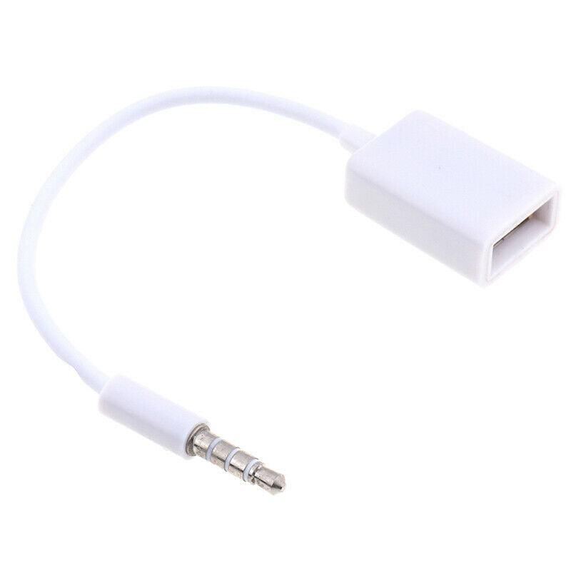 3.5mm Male Audio AUX Jack to USB 2.0 Type A Female Converter Cable JR