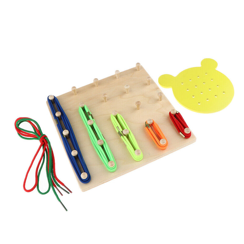 Wooden Geoboard And Lacing Board Set Kids Montessori Learning Toys