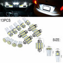 13Pcs Car White LED Lights Kit for Stock Interior & Dome & License Plate Lamps