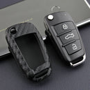 For Audi Car Auto Remote Carbon Fiber Key Case Holder Chain A1 A3 S3 Q3 Q7 TT