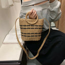 Fashion Round Straw Shoulder Bags Summer Style Women Rattan Crossbody Bags