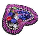DIY Crystal Heart Beaded Patch Purple Rhinestone Decorative Patches Applique