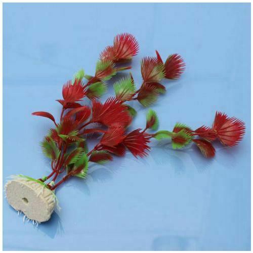 Red Plastic Fern Plants Water Fish Tank Landscaping Aquarium Ornament Decor