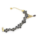 Gothic Anklet Chain Black Lace Woven Flowers Water Drop Pendant Anklet JewelryMO