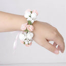 White and Pink Double Layer Rose Flower Garland Bridal Wedding Bracelet Wri C1H7