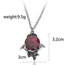 Red Crystal Vampire Gothic Bat Pendant Halloween Necklace Womens Jewelry Gi E3W9