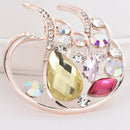 Elegant Swan Crystal Brooch Badge Rhinestone Women Lapel Decor Pin (Yellow) A