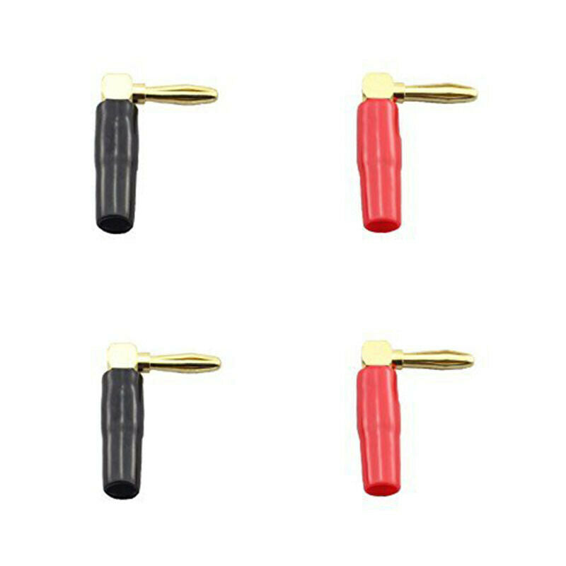 [4 Pack] Hi-end Copper Right Angle/90 Degree Screw Type Banana Plug / Speak K3Q3