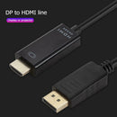 6ft 4K X 2K Display Port DP to HDMI Cable Adapter for Projector (Black)