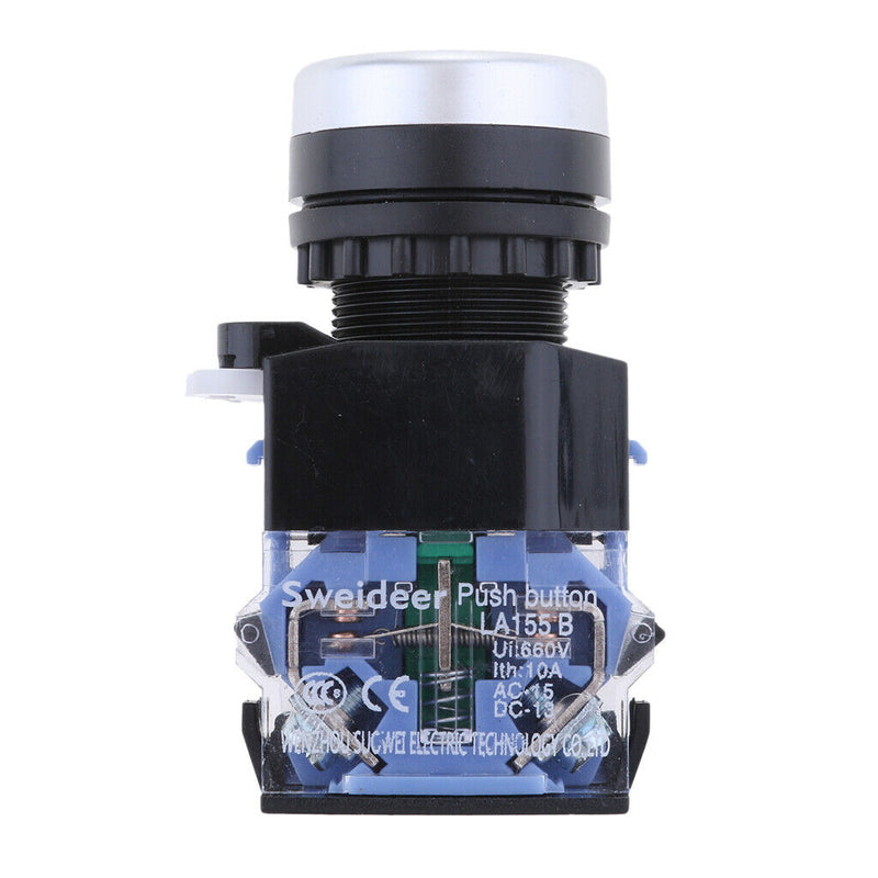 2Pcs 660VAC 10 Amp 1NO 1NC DPST LA38-11 22mm Momentary Push Button Switch