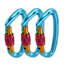 3 Pcs Hammock Carabiner Clip Outdoor Climbing Screw Locking Aluminum Alloy