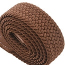Men Leather Braided Elastic Stretch Metal Buckle Belt Waistband Brown A6Z2