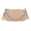 Fashion Corduroy Crossbody Bag Women Solid Chain Shoulder Handbags (Khaki)