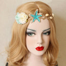 Women Headband Hair Jewelry Handmade Artificial Flowers Starfish Nature Shell I4