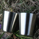 6Pcs/30Ml Stainless Steel Camping Tableware Compact Size Cover Mug Camping
