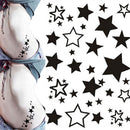 Fashion Hollow Solid Black Five-point Star Waterproof Temporary Tattoo Sticker3C
