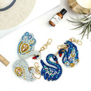 4pcs DIY Full Drill Special Shaped Diamond Painting Swan Shape Key Ring Gifts