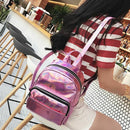 Holographic Leather Backpack for Girls Pink Mini Backpack for Women