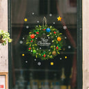 Christmas wreath Wall Stickers Window Glass Decals Santa Murals New Year  â„–[