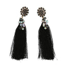 Round Flowers Top Tassel Long Earrings for Women Sexy Charm Fringed Drop Da