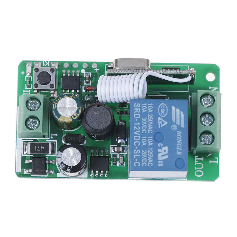 1-Channel AC 220V Wireless RF Remote Control Receiver Relay Switch 433MHz