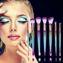 7pcs Fish Tail Shaped Makeup Brush Set Foundation Powder Eyeliner Brushes