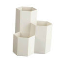Hexagon Pen Holder Stationery Organizer Container Box for Office Dorm Beige