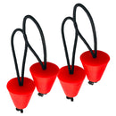 4pcs Kayak Scupper Plug Kit Canoe Fishing Boat Drain Holes Stopper w/ Cord Red