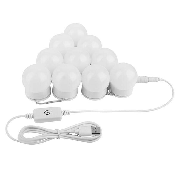 USB Makeup Mirror LED Light 10 Bulbs Lighted Dimmable Lamp Beauty Christmas Gift