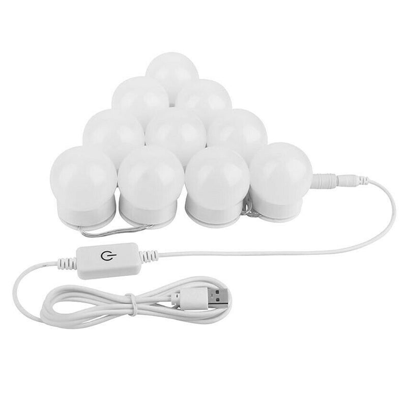 USB Makeup Mirror LED Light 10 Bulbs Lighted Dimmable Lamp Beauty Christmas Gift