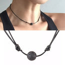 Natural Black Lava Stone Rock Beads Essential Oil Diffuser Leather Necklace