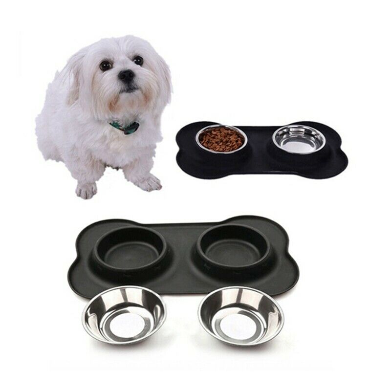 Dog Bowls Stainless Steel Water and Food Feeder with Non Spill Skid ResistanB9K7