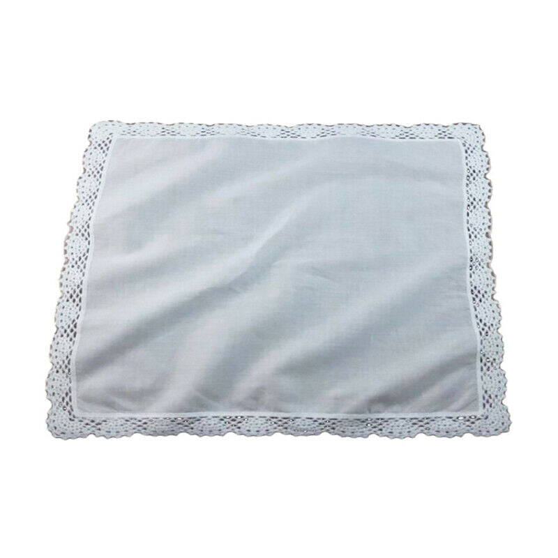 1 Piece White premium cotton wedding gift lace handkerchief for women/ladies
