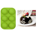 5x Round Silicone 6 Holes Semi-Sphere Non Stick Mold Cake Baking Mould Green