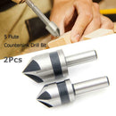 2pcs 5 Flute Countersink Drill Bit HSS 82 Degree Point Angle Chamfer Cutter
