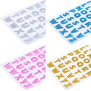 Glitter Crystals Alphabet Letter Stickers - Self Adhesive ABC A-Z Words Stick On