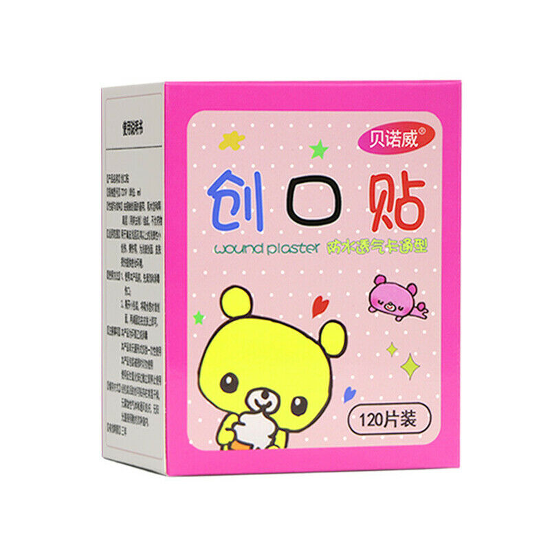 120PCs Waterproof Breathable Cartoon Band Aid Hemostasis Adhesive BandagesB Ew