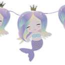 Kids Mermaid Garland Baby Shower Birthday Party Flag Mermaid Party Decor 3C