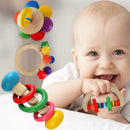 4pcs Wooden Hand Ring Bell Baby Kid Bed Rattles Musical Education Gift Toys