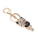 Cute Smile Cat Crystal Rhinestone Keyrings Holder Purse Bag Gift Keychains LJ
