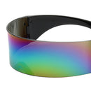 2pcs Futuristic Wrap Visor Sunglasses Robotic Narrow Flat Top Sun Glasses