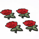 5pcs Red Rose Flower Embroidery Cloth DIY Sewing Iron on Patch(7X5cm)
